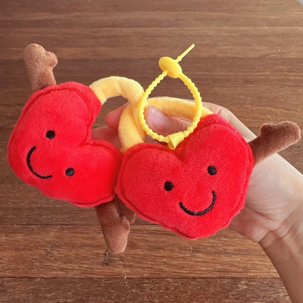 Red Heart Lock Plush Keychain Bag Charm Kawaii Cute Soft Stuffed Pendant Gift Ne